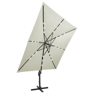 Ampelschirm mit LED-Beleuchtung 300 cm Sandweiß