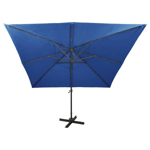 Ampelschirm mit LED-Beleuchtung 300 cm Azurblau