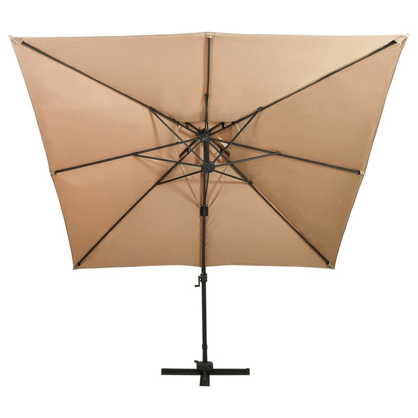 Ampelschirm mit Doppeldach 300 x 300 cm Taupe