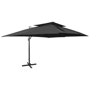 vidaXL Cantilever Umbrella with Double Top Black 400 x 300 cm