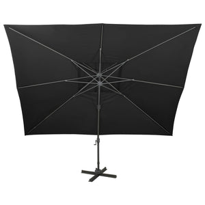 vidaXL Cantilever Umbrella with Double Top Black 400 x 300 cm