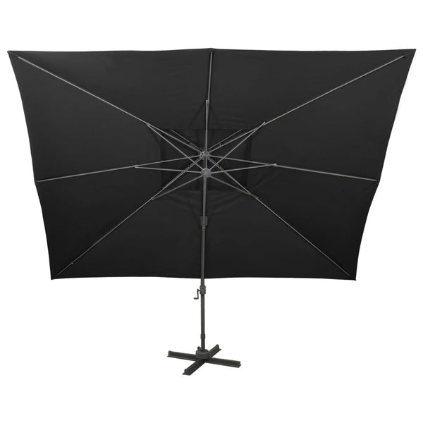 vidaXL Cantilever Umbrella with Double Top Black 400 x 300 cm