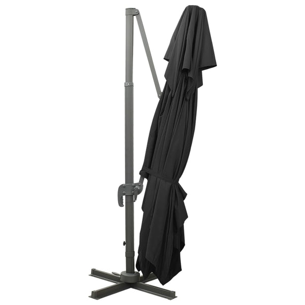 vidaXL Cantilever Umbrella with Double Top Black 400 x 300 cm