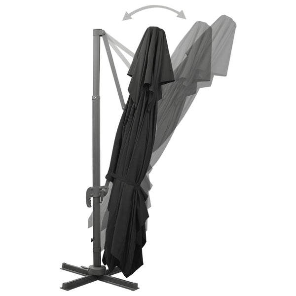 vidaXL Cantilever Umbrella with Double Top Black 400 x 300 cm