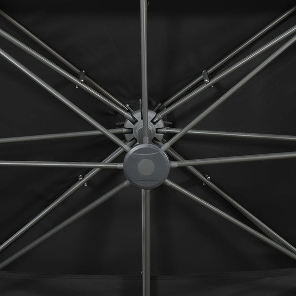 vidaXL Cantilever Umbrella with Double Top Black 400 x 300 cm