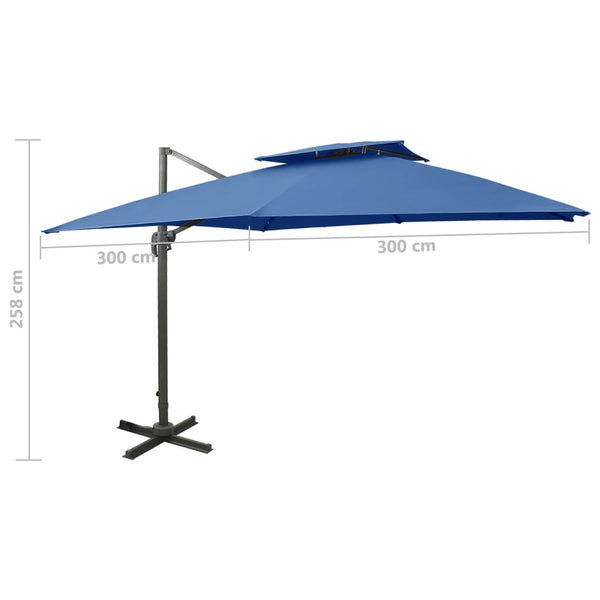 vidaXL Cantilever Parasol with Air Vent 300x300 cm Azure Blue