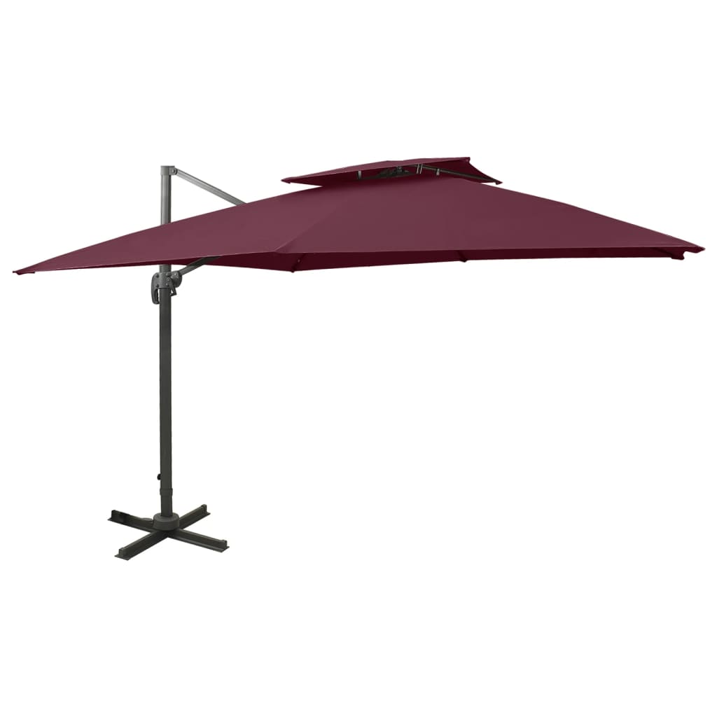vidaXL Cantilever Parasol with Air Vent 300x300 cm Burgundy