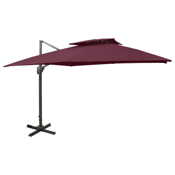 vidaXL Cantilever Parasol with Air Vent 300x300 cm Burgundy