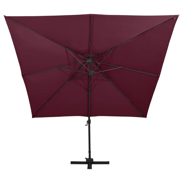 vidaXL Cantilever Parasol with Air Vent 300x300 cm Burgundy