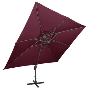 vidaXL Cantilever Umbrella with Double Top Bordeaux Red 400 x 300 cm