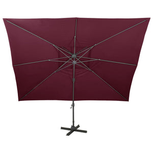 vidaXL Cantilever Umbrella with Double Top Bordeaux Red 400 x 300 cm