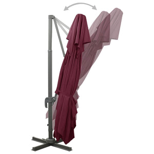 vidaXL Cantilever Umbrella with Double Top Bordeaux Red 400 x 300 cm