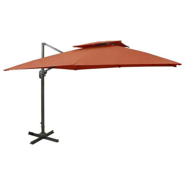 vidaXL Cantilever Parasol with Air Vent 300x300 cm Terracotta