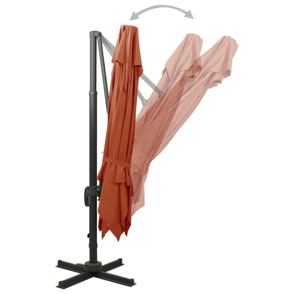 vidaXL Cantilever Parasol with Air Vent 300x300 cm Terracotta