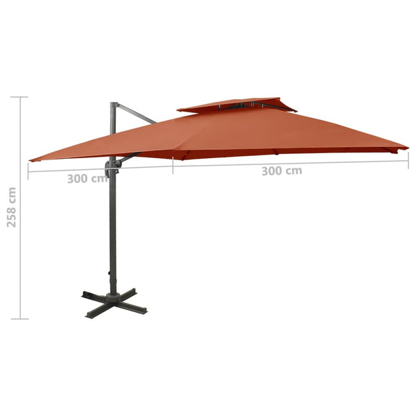 vidaXL Cantilever Parasol with Air Vent 300x300 cm Terracotta