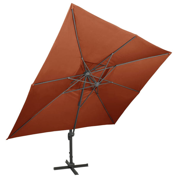 vidaXL Cantilever Parasol with Double Top Cover Terracotta 400 x 300 cm
