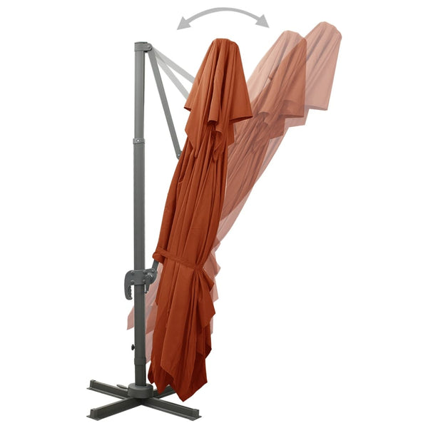 vidaXL Cantilever Parasol with Double Top Cover Terracotta 400 x 300 cm