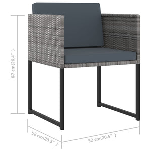 13-tlg. Garten-Essgruppe mit Kissen Poly Rattan Grau
