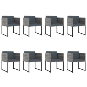 13-tlg. Garten-Essgruppe mit Kissen Poly Rattan Grau
