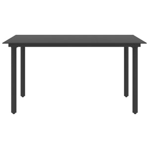 vidaXL Garden Dining Table Black 150x80x74 cm Steel and Glass