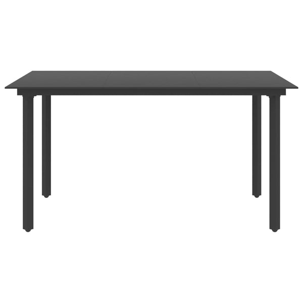 vidaXL Garden Dining Table Black 150x80x74 cm Steel and Glass