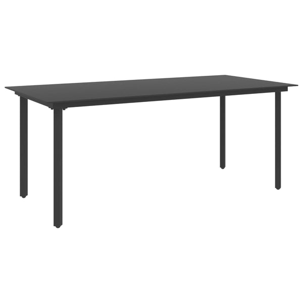vidaXL Garden Dining Table Black 190x90x74 cm Steel and Glass