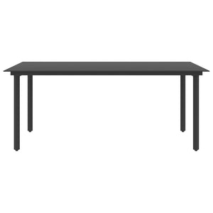 vidaXL Garden Dining Table Black 190x90x74 cm Steel and Glass
