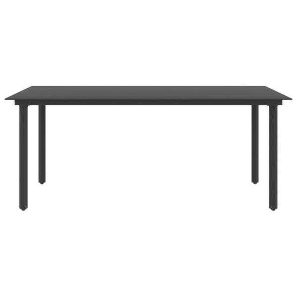 vidaXL Garden Dining Table Black 190x90x74 cm Steel and Glass