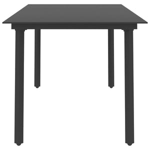 vidaXL Garden Dining Table Black 190x90x74 cm Steel and Glass