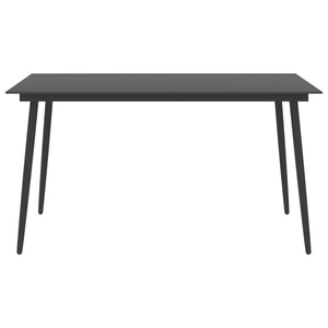 vidaXL Garden Dining Table Black 150x90x74 cm Steel and Glass