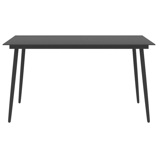 vidaXL Garden Dining Table Black 150x90x74 cm Steel and Glass