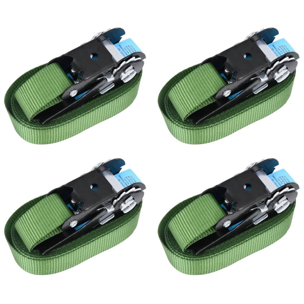 vidaXL Ratchet Tie-Down Straps 4 pcs 800 daN 6 m Green