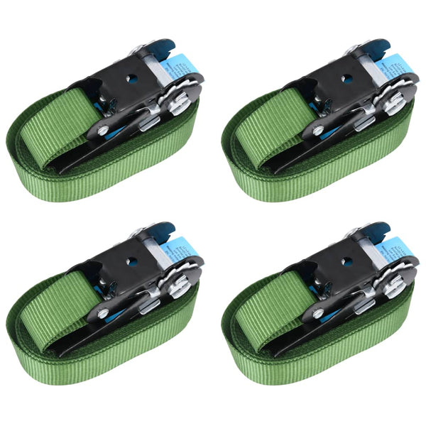 vidaXL Ratchet Tie-Down Straps 4 pcs 800 daN 6 m Green