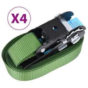 vidaXL Ratchet Tie-Down Straps 4 pcs 800 daN 6 m Green