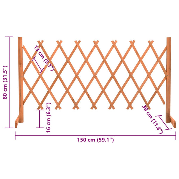 vidaXL Garden Trellis Orange 150x80 cm Solid Fir Wood