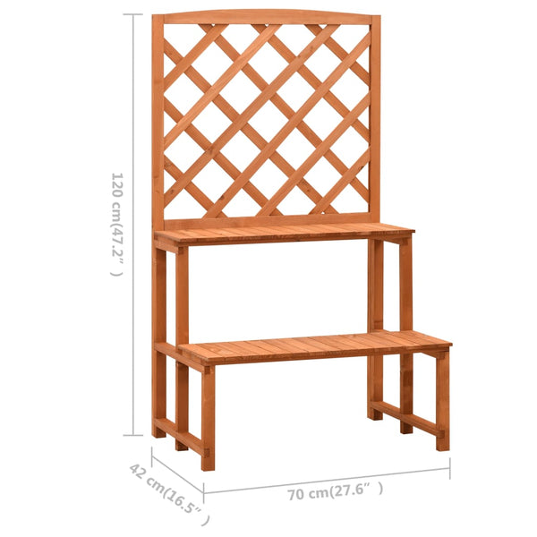 vidaXL Flower Ladder with Trellis Orange 70x42x120cm Solid Fir Wood