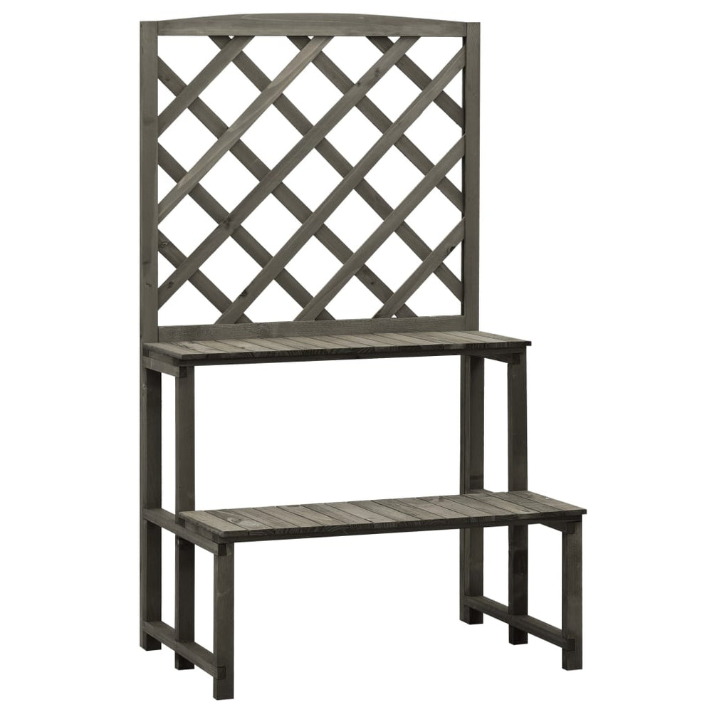 vidaXL Flower Stand with Trellis Grey 70x42x120 cm Solid Fir Wood