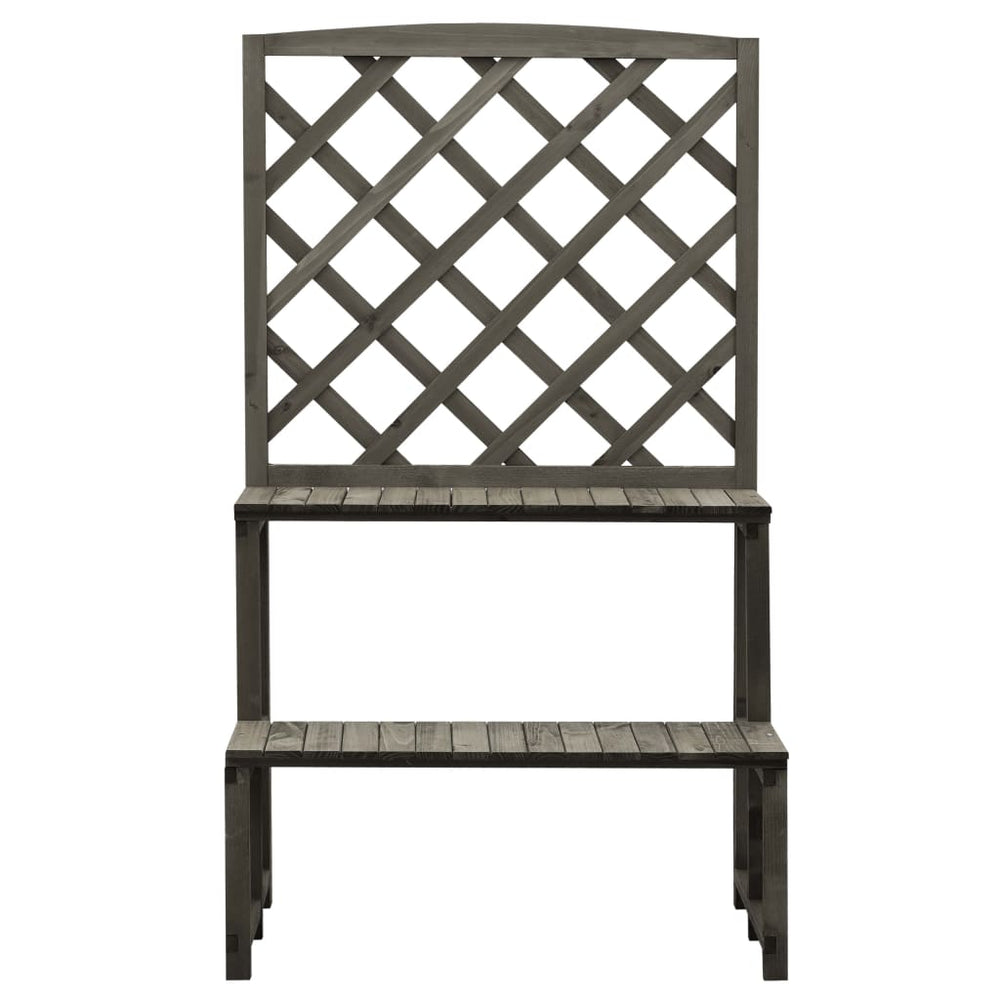 vidaXL Flower Stand with Trellis Grey 70x42x120 cm Solid Fir Wood
