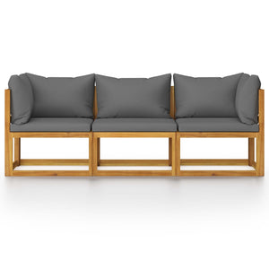 vidaXL 3-Seater Garden Sofa with Cushion Solid Acacia Wood