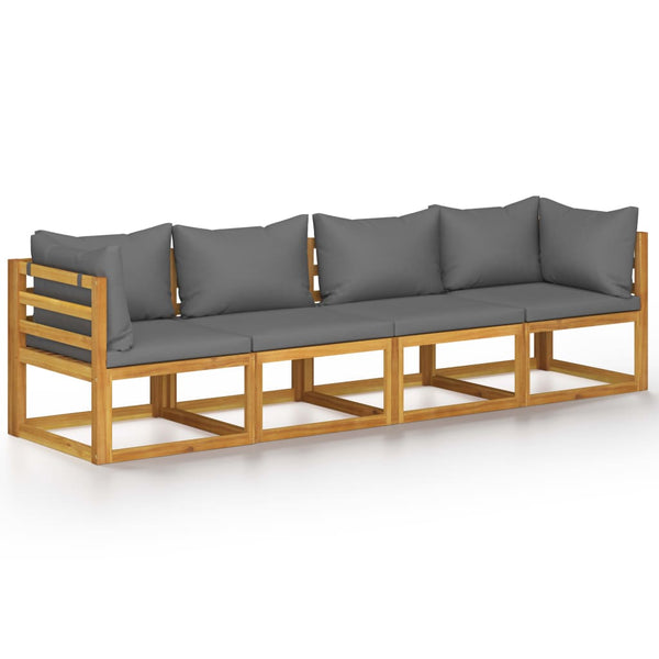 vidaXL 4-Seater Garden Sofa with Cushions Solid Acacia Wood