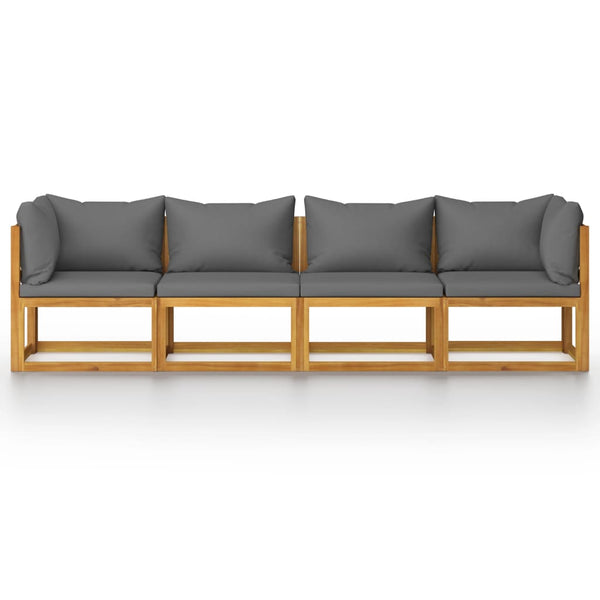 vidaXL 4-Seater Garden Sofa with Cushions Solid Acacia Wood