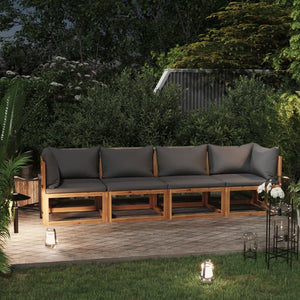 vidaXL 4-Seater Garden Sofa with Cushions Solid Acacia Wood