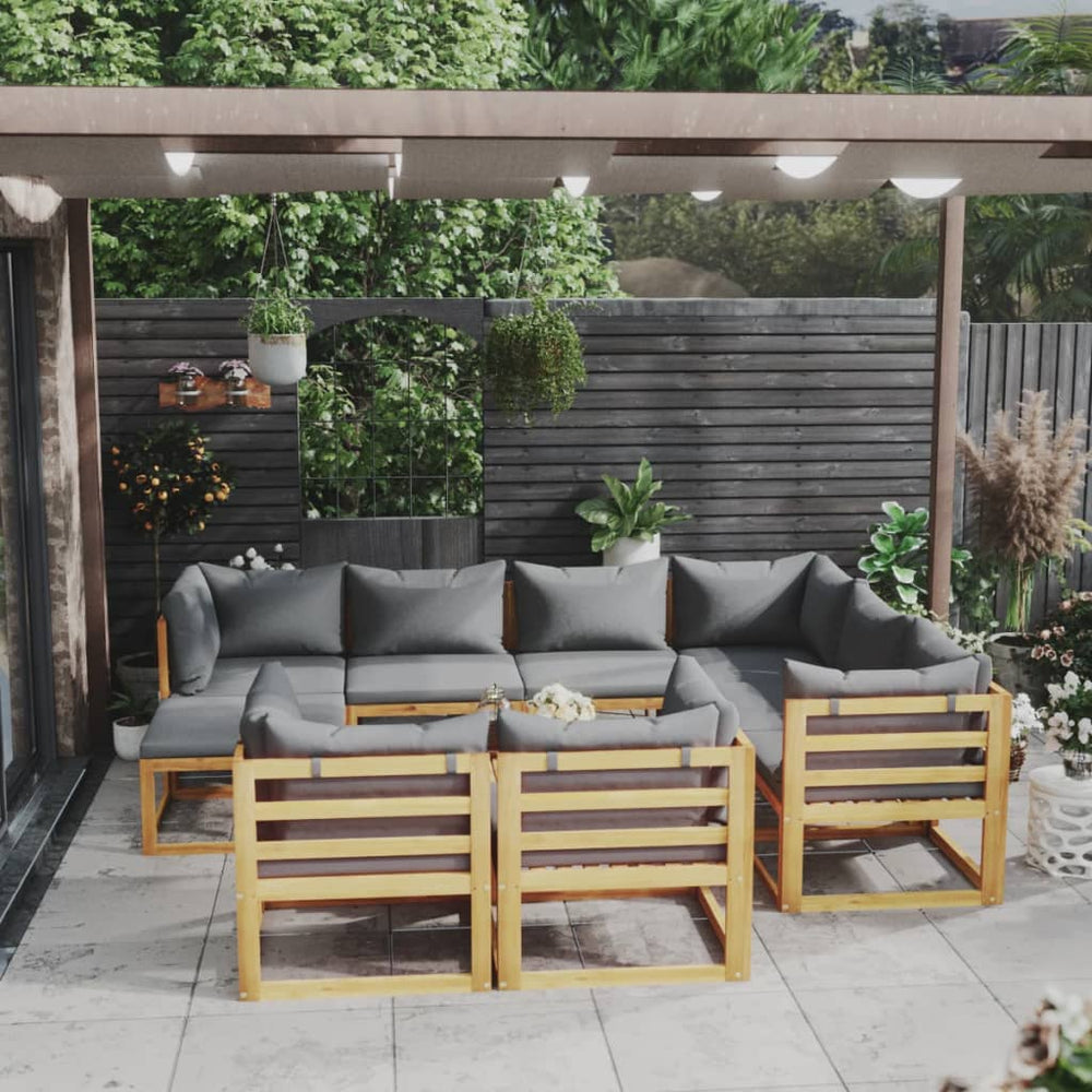 vidaXL 10-piece Garden Lounge Set with Cushions Solid Acacia Wood
