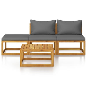 vidaXL 4-Piece Garden Lounge Set with Cushions Solid Acacia Wood