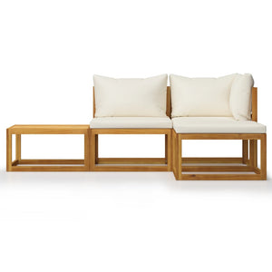 vidaXL 4-piece Garden Lounge Set with Cushions Cream Solid Acacia Wood