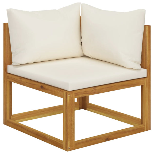 vidaXL 4-Seater Garden Sofa with Cushions Cream Solid Acacia Wood