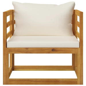 vidaXL 5-piece Garden Lounge Set with Cushions Cream Solid Acacia Wood
