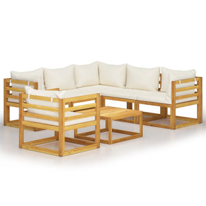 vidaXL 7-piece Garden Lounge Set with Cushions Cream Solid Acacia Wood