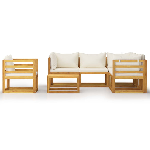 vidaXL 7-piece Garden Lounge Set with Cushions Cream Solid Acacia Wood