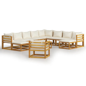 vidaXL 12-piece Garden Lounge Set with Cushions Cream Solid Acacia Wood